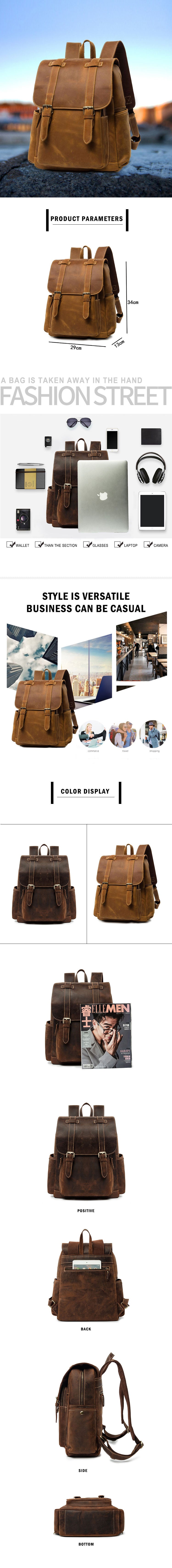 Product Display of Woosir Leather Backpack for College