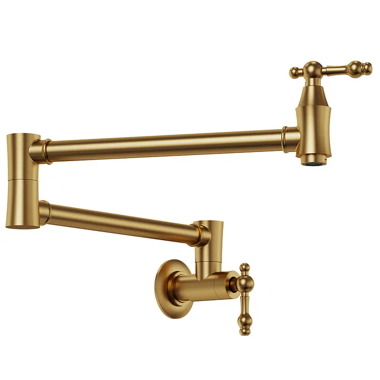 EVERSTEIN Swing Joint Folding Pot Filler Kitchen Faucet Brushed Gold