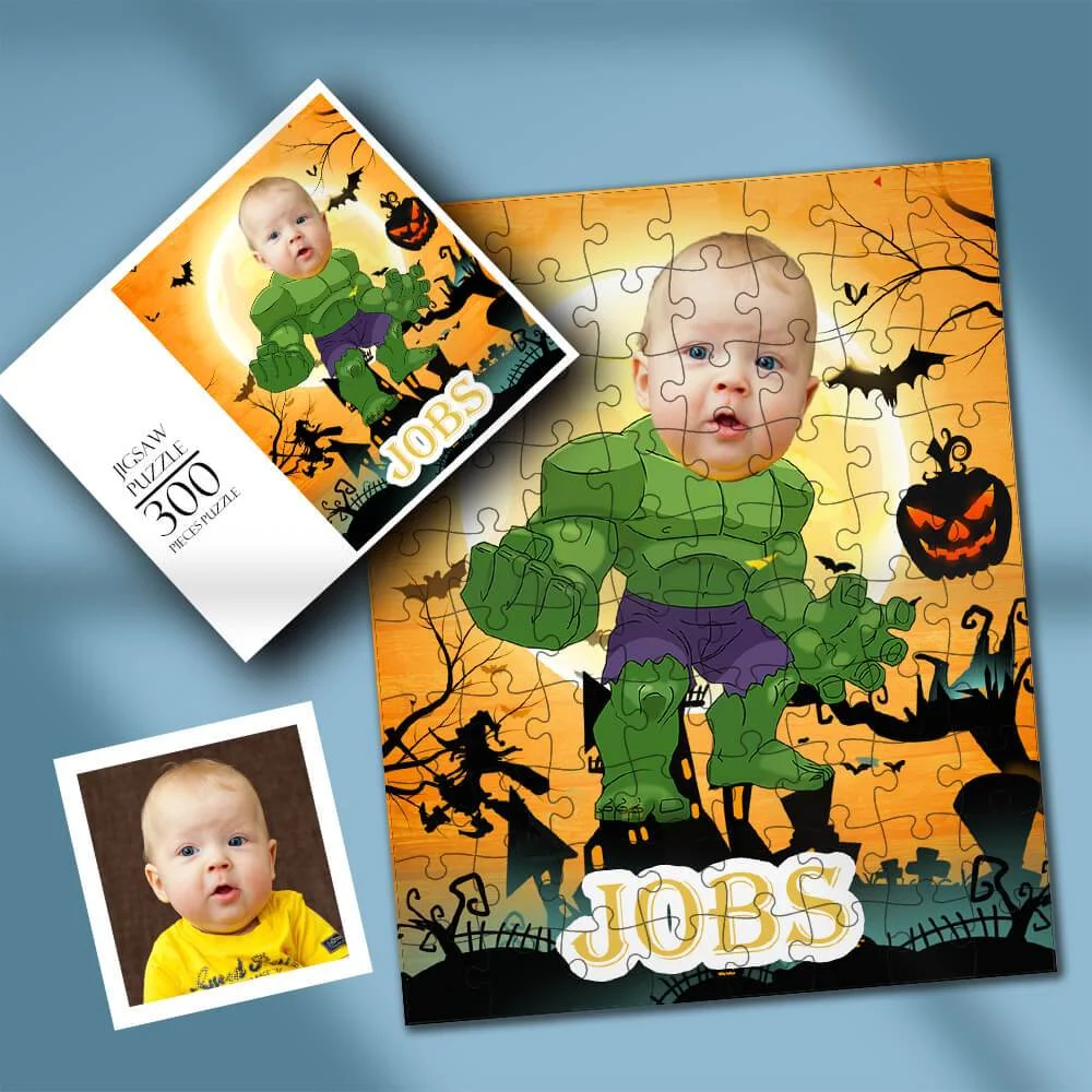 Halloween Puzzle Custom Face Photo Hulk Style Personalized Jigsaw Puzzle - 35-1000 pieces