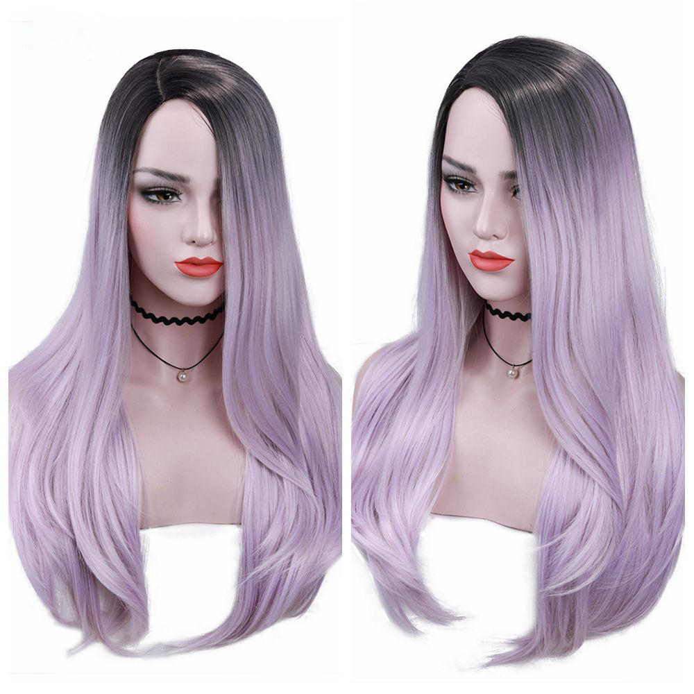 Mature Ladies Long Straight Grass Green Synthetic Wigs