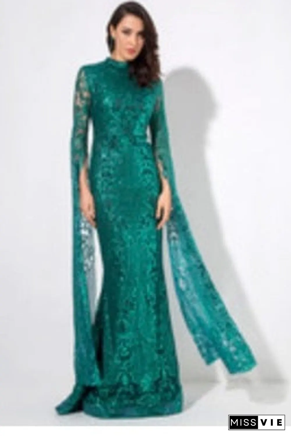 Rose Gold Cut Out Speaker Long Sleeve Geometry Glitter Glued Long Dress LM80950