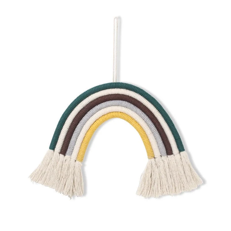 Nordic Handmade Woven Macrame Rainbow Wall Hanging Decorative Home Boho Decor Rainbow Birthday Party Decorations Kids Baby Room