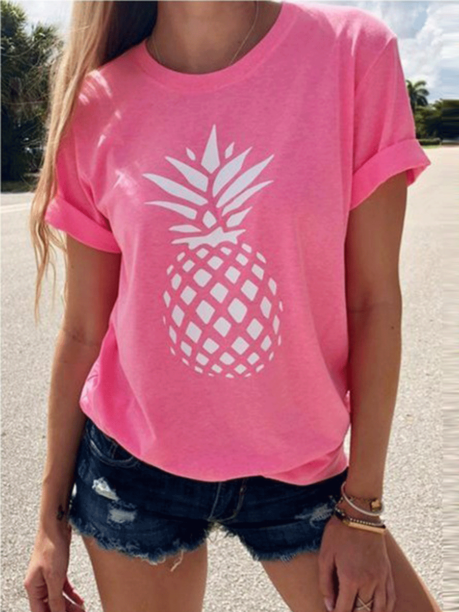 Fashion pineapple print T-shirt