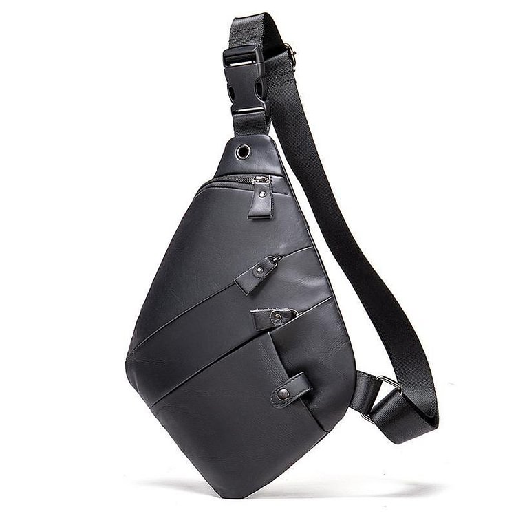 Irregular Shape Leather Zipper Daily Chest Bag Crossbody Packs
