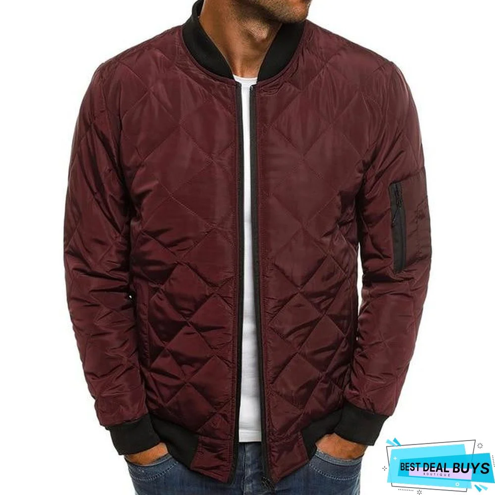 Men Jacket Warm Cotton Jacket Coats Stand Collars Zippers Men Clothes Winter Jacket