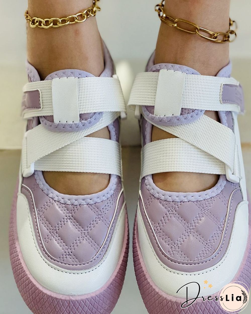 Velcro Colorblock Quilted Muffin Sneaker