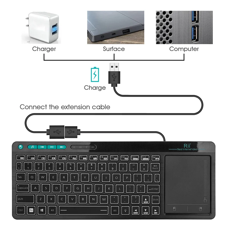 Rii Mini 2.4G Wireless Keyboard K18+