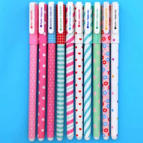 10 Pcs/Set Cute Color Pen Flower Animal Starry Star Sweet Flora Colored Gel Pen 0.5mm pens for school Kawaii Korean Stationary