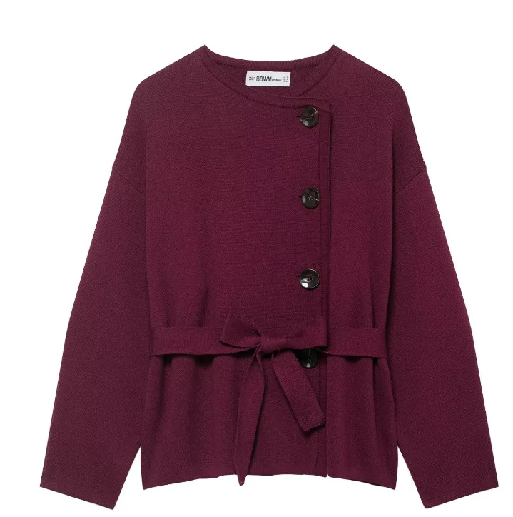 Nigikala Nigikala Women's Clothing Explosion With Belt Knitted Short Coat Coat