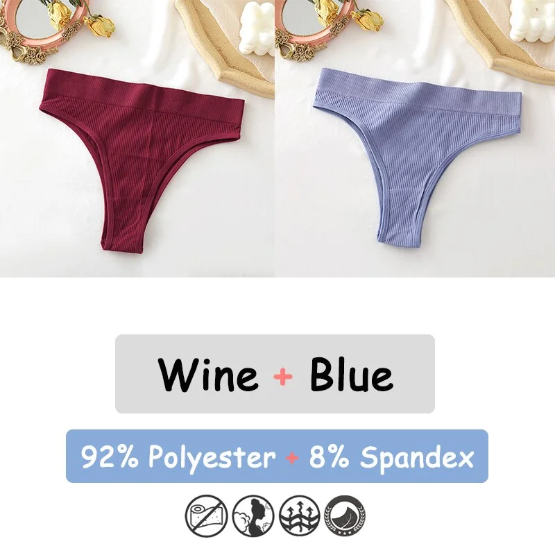 Billionm Women's Thong Seamless High Waisted Women's Panties Sexy Lingerie Comfortable Cotton Briefs Intimates Female Underpants