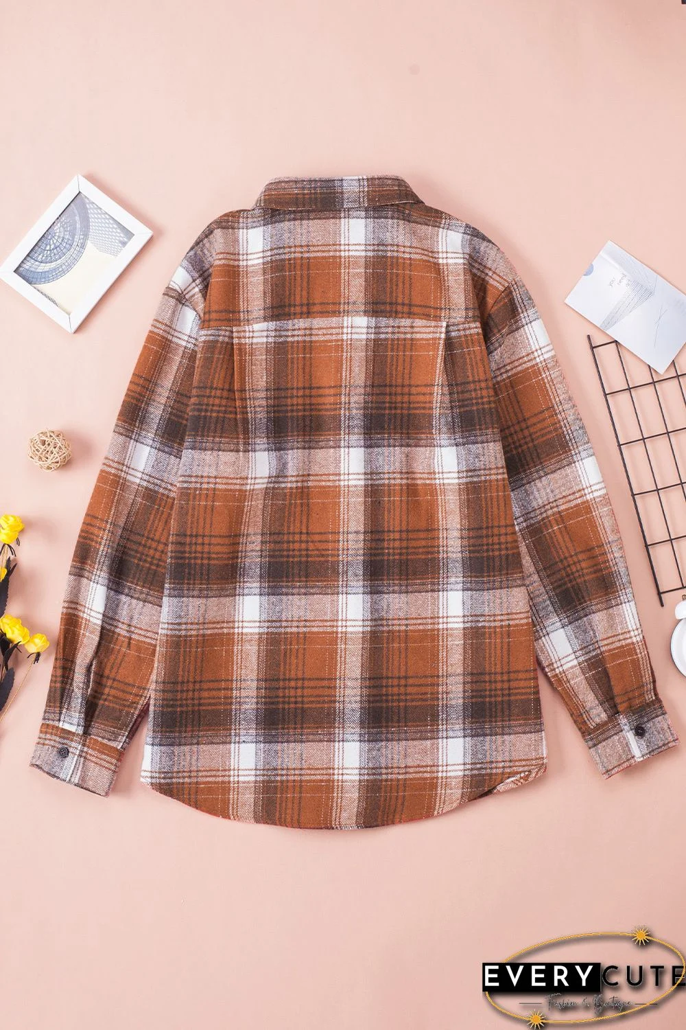 Plaid Long Sleeve Shirt with Pocket