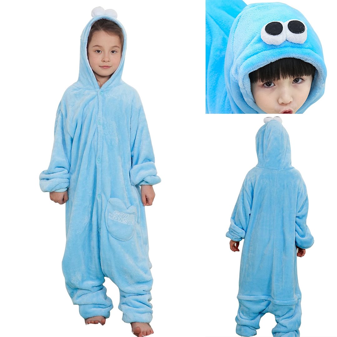 Sesame Street Cookie Monster Kids Kigurumi onesies Pajamas Costume-Pajamasbuy