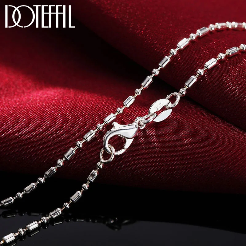 DOTEFFIL 925 Sterling Silver 16/18/20/22/24/26/28/30 Inch Bamboo Chain Necklace For Women Man Jewelry