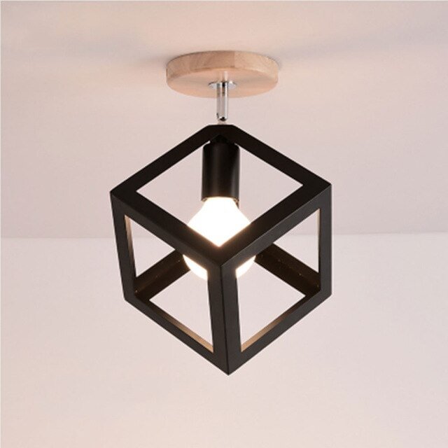 LED Pendant Light American Loft Corridor Balcony Room Pendant Lamp Nordic Simple Lights Indoor Lighting Fixture Square Lamps E27