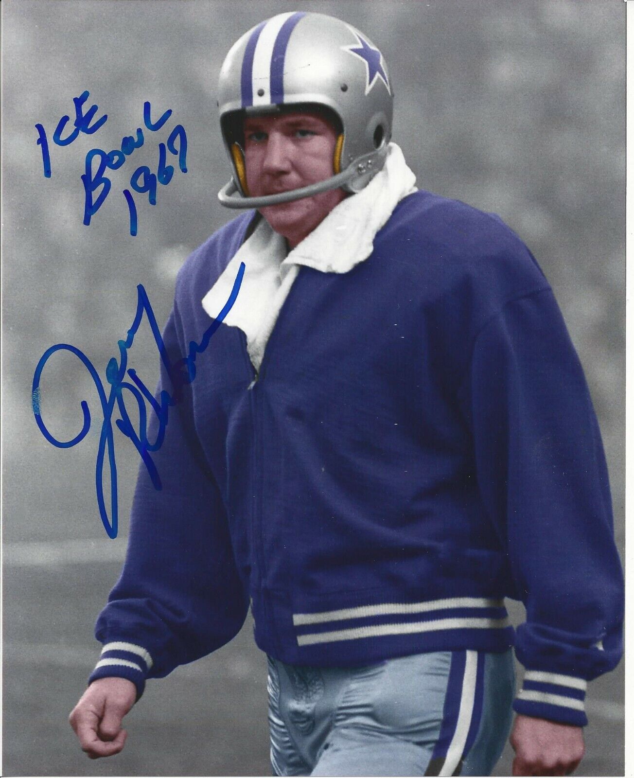 Jerry Rhome autographed 8x10 Dallas Cowboys CFHOF In Person Ice Bowl #5