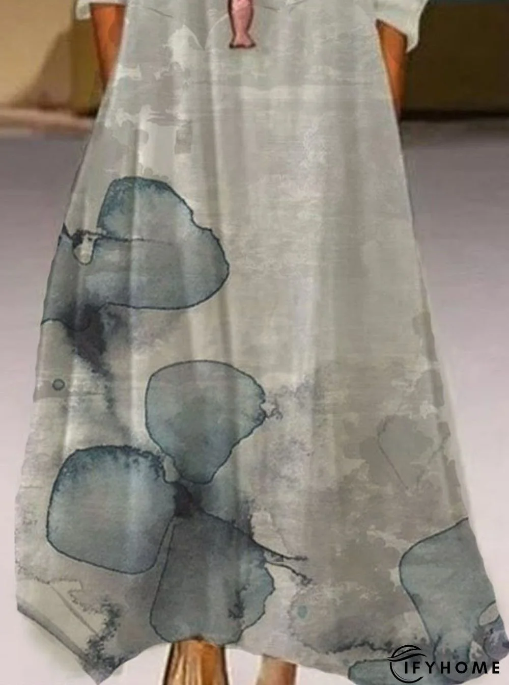 Vintage Floral Print Long Sleeve Maxi Dress | IFYHOME