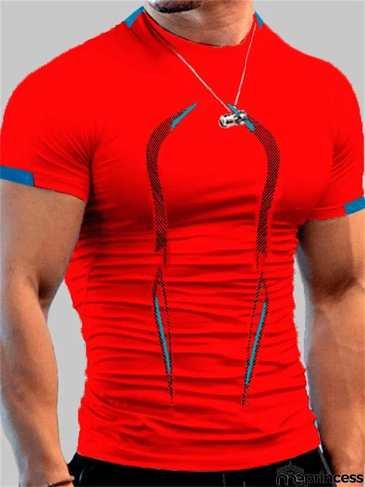 Men's Fit Exercise Training Breathable Summer Short Sleeve T-shirts