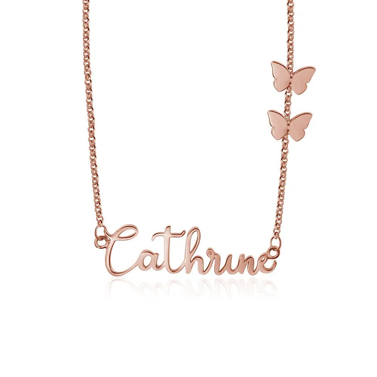 Personalized Name Necklace with Butterfly Cute Gifts