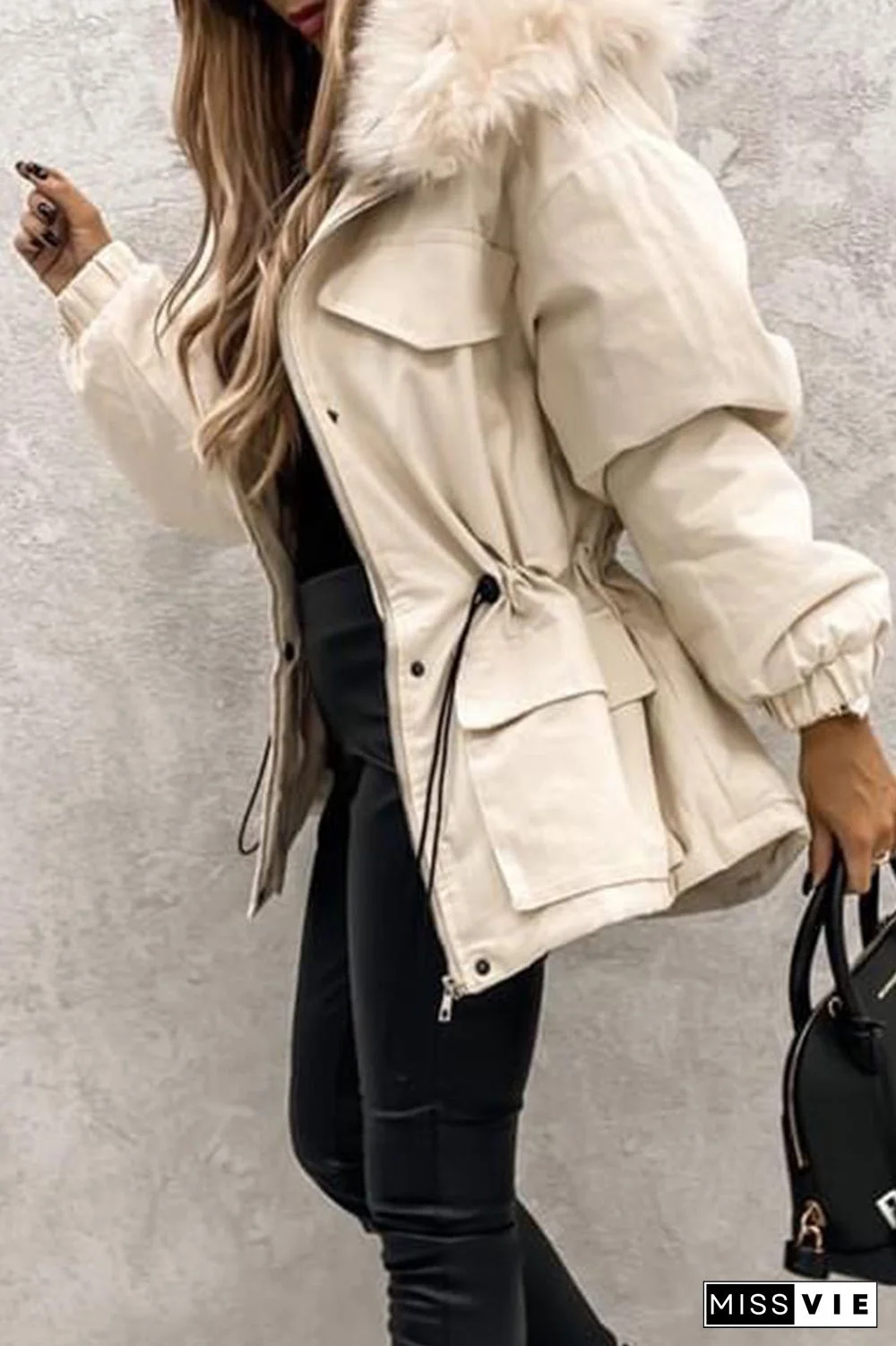 Street Punk Color Block Patchwork Mandarin Collar Outerwear