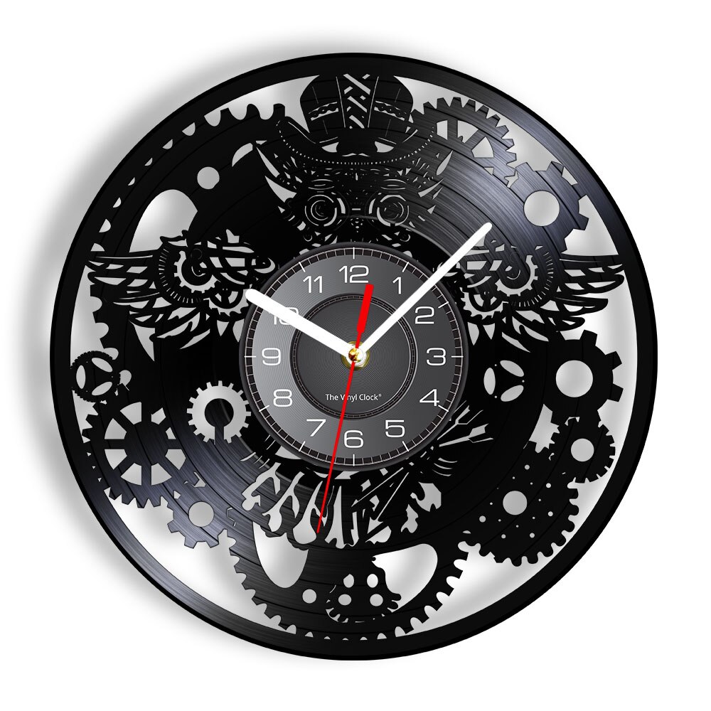 

Steampunk Owl Clock Industr - Vinyl Record Wall Clock - Without LED, 501 Original