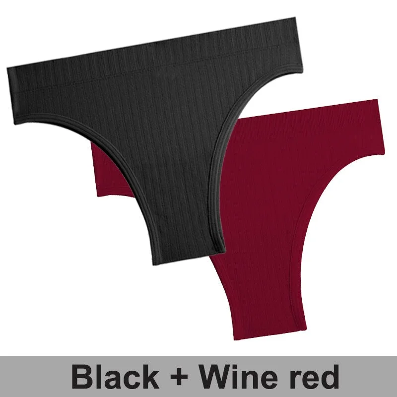 2PCS/Set Women Panties Seamless Underwear Female Lingerie Solid Color Sexy Brazillian Panties Woman's Underpants Intimate Pantys