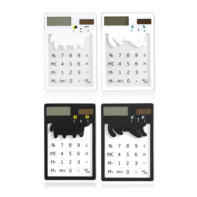 JOURNALSAY Transparent cute cartoon 8-digit calculator Solar energy mini calculator