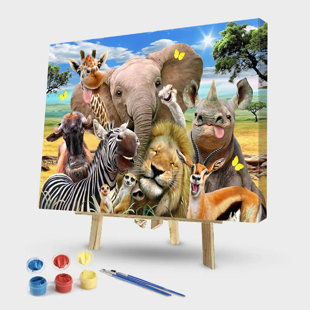 

40x50cm - Paint By Numbers Happy Animals, 501 Original