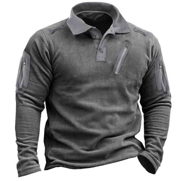 Men's Outdoor Fleece Warm Henry Collar Tactical Polo Sweatshirt-Compassnice®