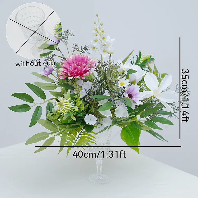 A8617 Green Plant Wedding Backdrop Floral Row Table Centerpiece Ball