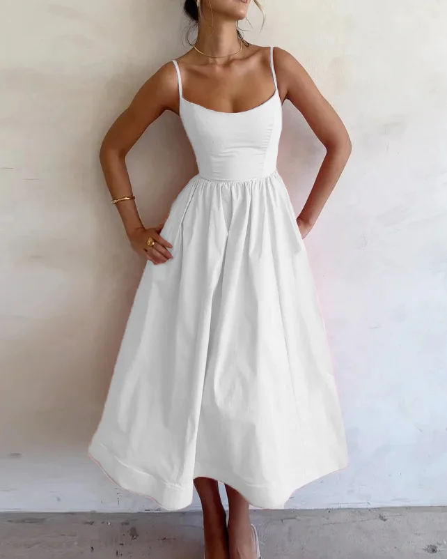Sleeveless tank top solid color dress