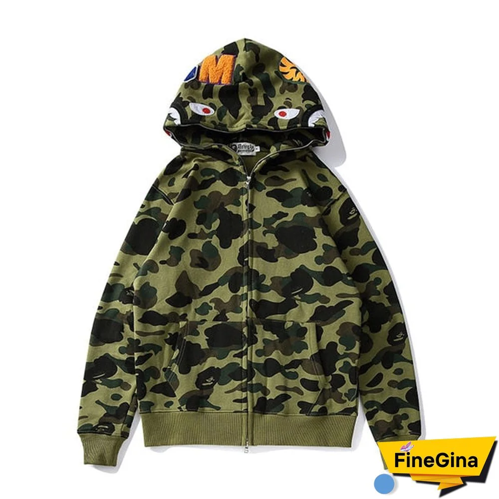 JESSIC Camouflage Classic Sweater Thin Zipper Hoodie Couple Sweater Zip Hoodie Women Jacket Coat New