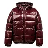 Glossy Black Hooded Puffer Jacket Warm Quilted Winter Bubble Coat by Inlyline