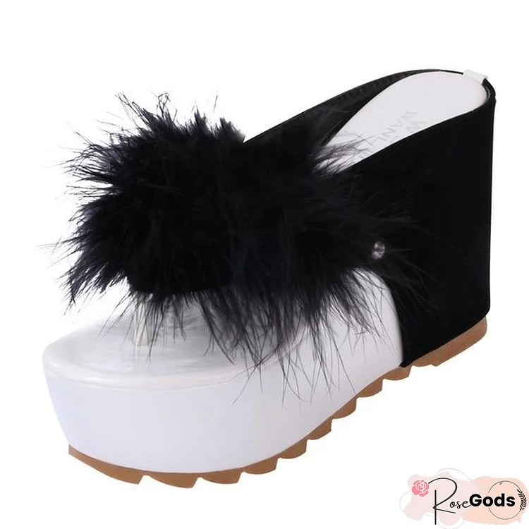 Women Rhinestone Platform Sandal Flip Flops High Heels Wedges Beach Sandals