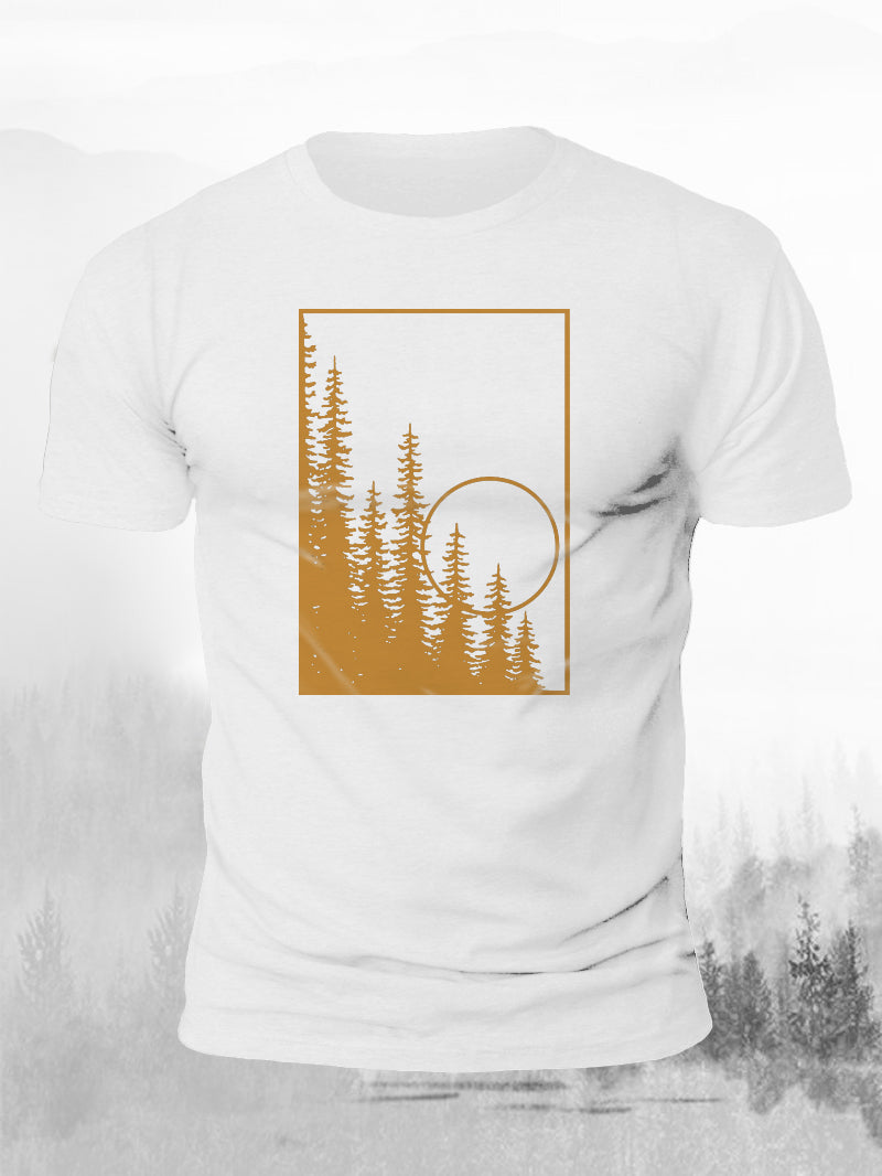Men's Gold Rectangular Pine Short-Sleeved Shirt