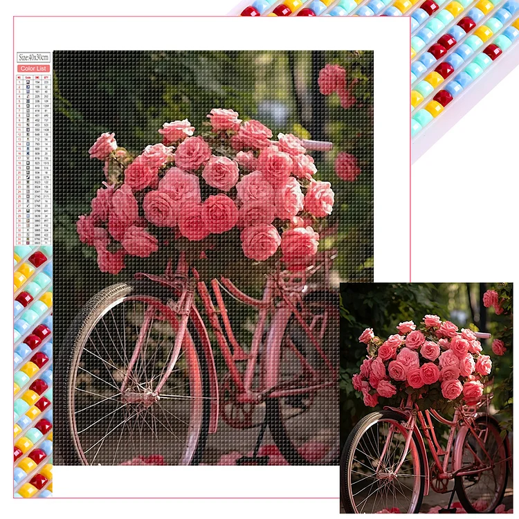 Rose Bike 30*40CM (Canvas) Full Square Drill Diamond Painting gbfke