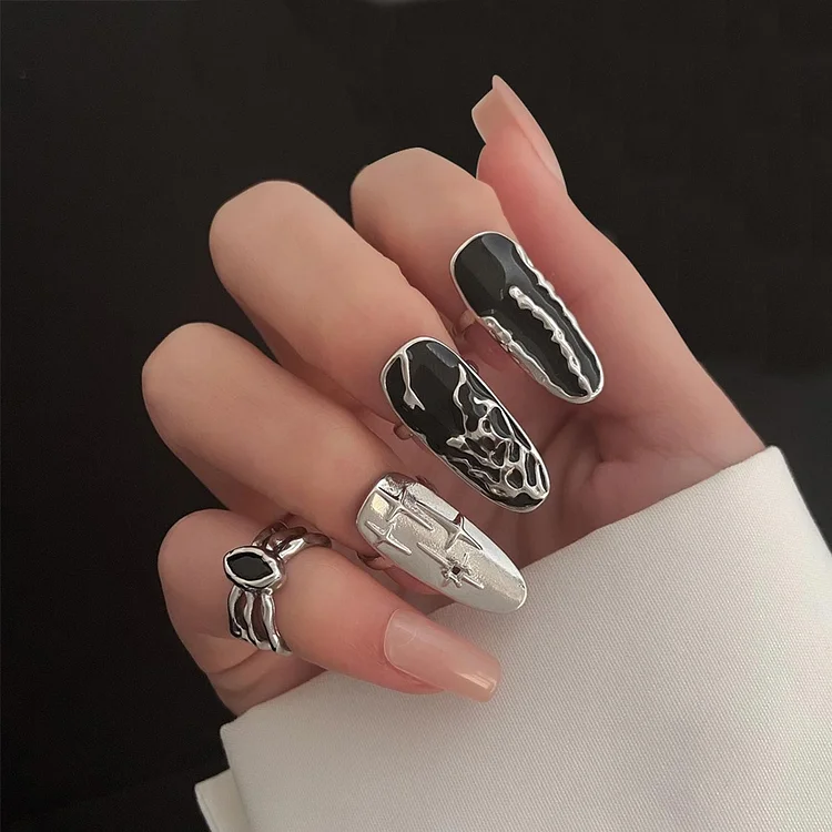 Gothic Geometric Fingertips Metal Four Pieces Rings Set
