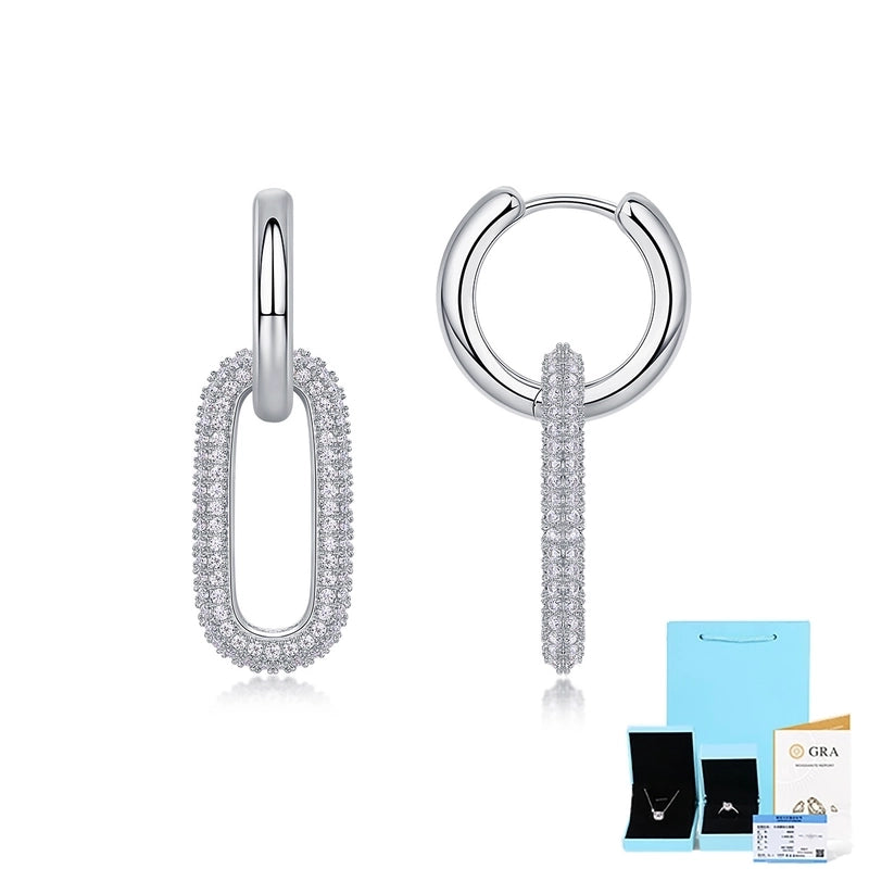 1 Pair 925 Sterling Silver Moissanite Geometric Earrings