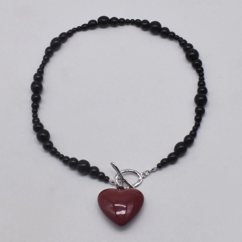 Classic Style Heart Shape Beaded Women's Pendant Necklace