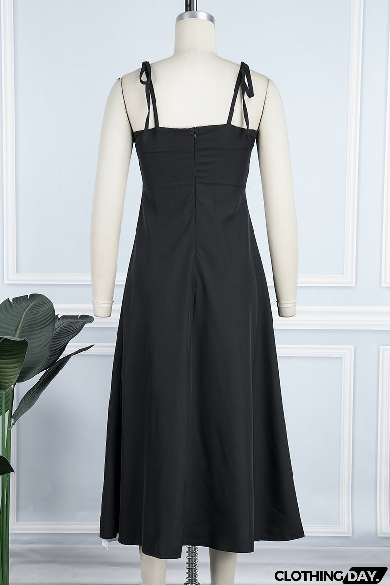 Sexy Casual Patchwork Backless Slit Contrast Spaghetti Strap Sleeveless Dress Dresses