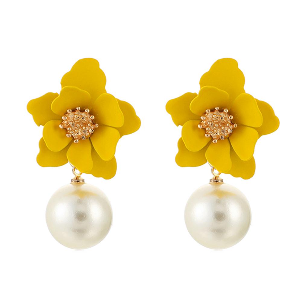 

Pearl Dangle Ear Stud Elegant Women Flower Drop Earrings Alloy Jewelry Gift, 501 Original