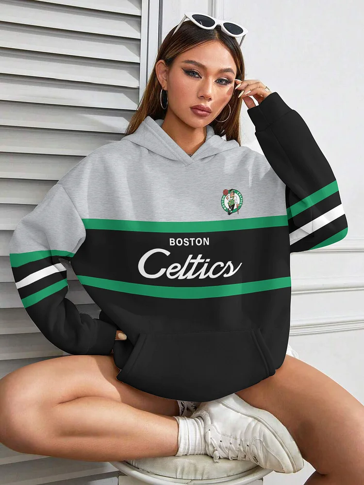 Boston Celtics Printed Hooded Pocket Pullover Hoodie