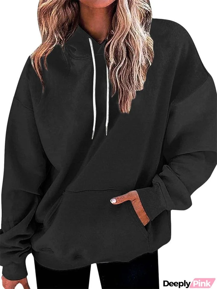 Simple Ladies Solid Color Long Sleeve Hoodies