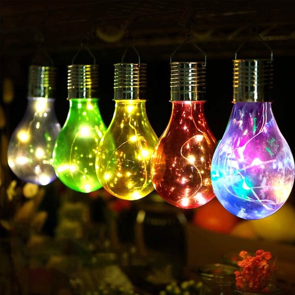 1/2/4/6Pcs Hanging Solar Bulb, Christmas Colorful Can Hang Outdoor Garden Waterproof Solar Hanging Lamp LED Lawn Lamp Camping Christmas Decorations Multicolor Bulbs