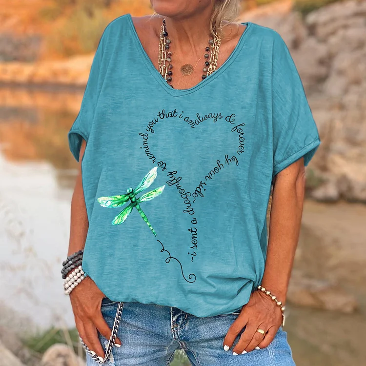 I Sent A Dragonfly To Remind That I Printed V-neck Women's T-shirt