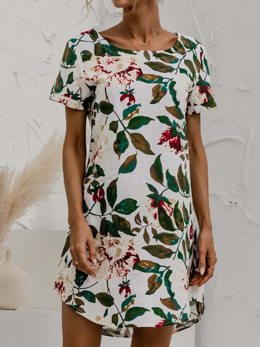 Women's Scoop Neck Short Sleeve Mini Dress