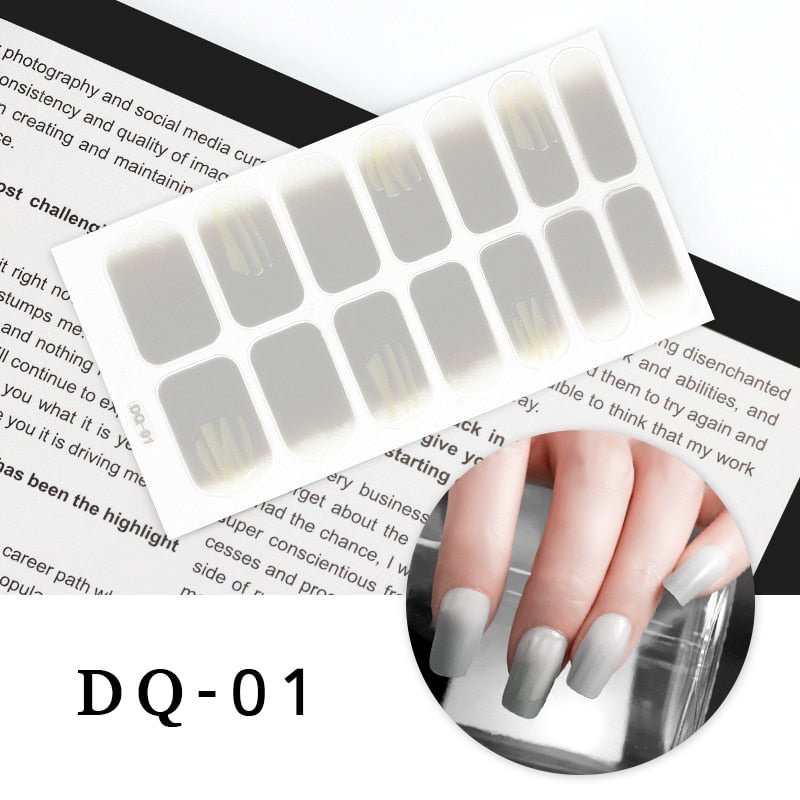 1 Sheet 14 PCS Shiny Nail Stickers Muti- Pattern Design Decals Stickers for Nail Art Decoration Coloful Manicure Set With File