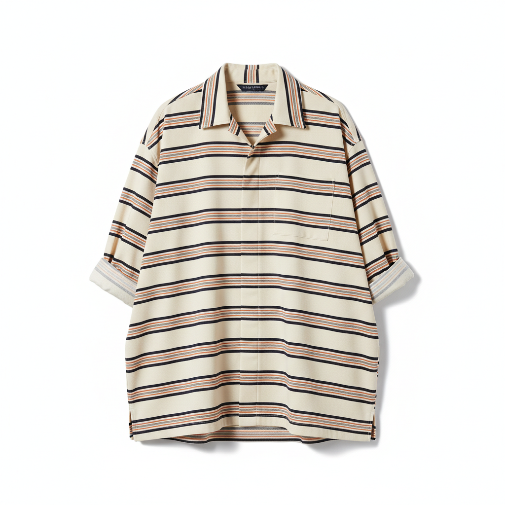 thesupersurf Striped Polo Shirt in Cream with Casual Fit 