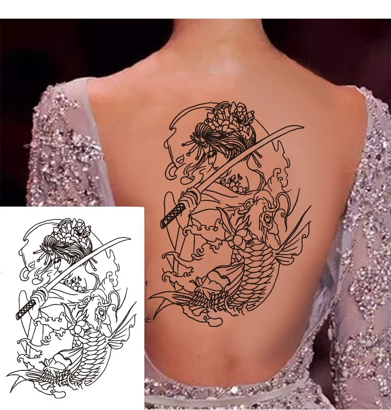 Waterproof Temporary Tattoo Forest Dragon Tattoos Sticker for Makeup Body Art Tattoo Black Sexy Big Skull Flower Tatto Men Women