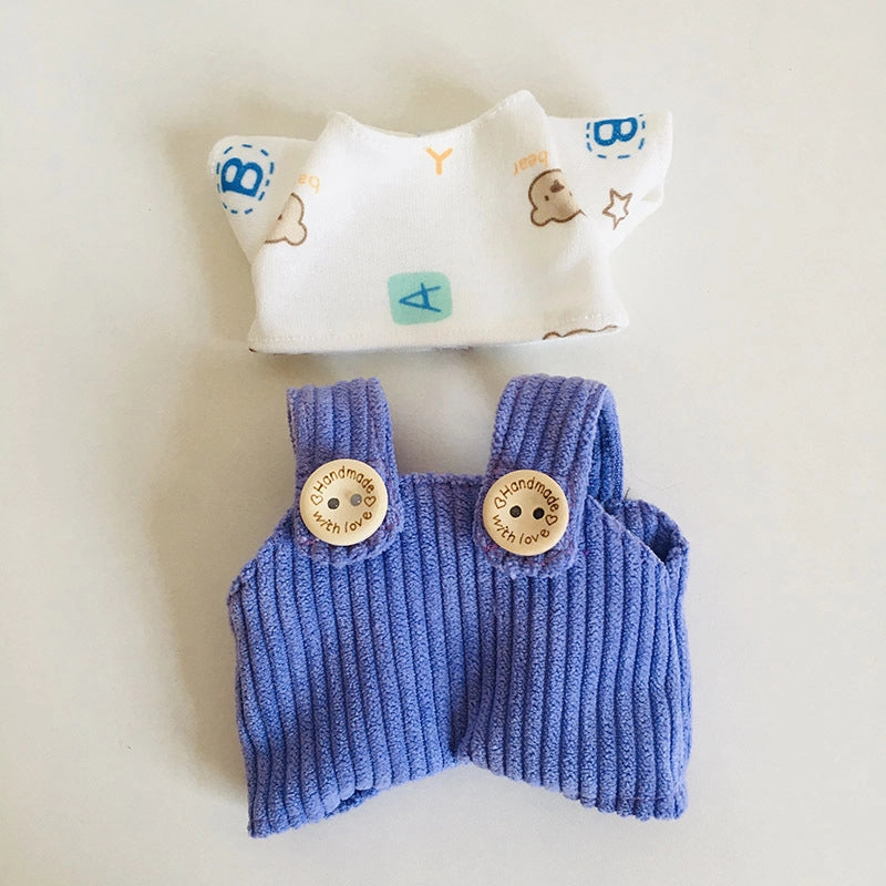 17cm Vinyl Plush Doll Clothes Pull Cloth Pendant T-shirt Button Suspender Pants Clothing Accessories Blind Box Doll Clothes