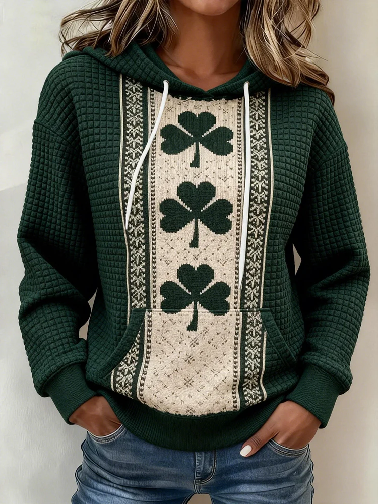Women's St. Patrick's Day Shamrock Art Print Hoodie 